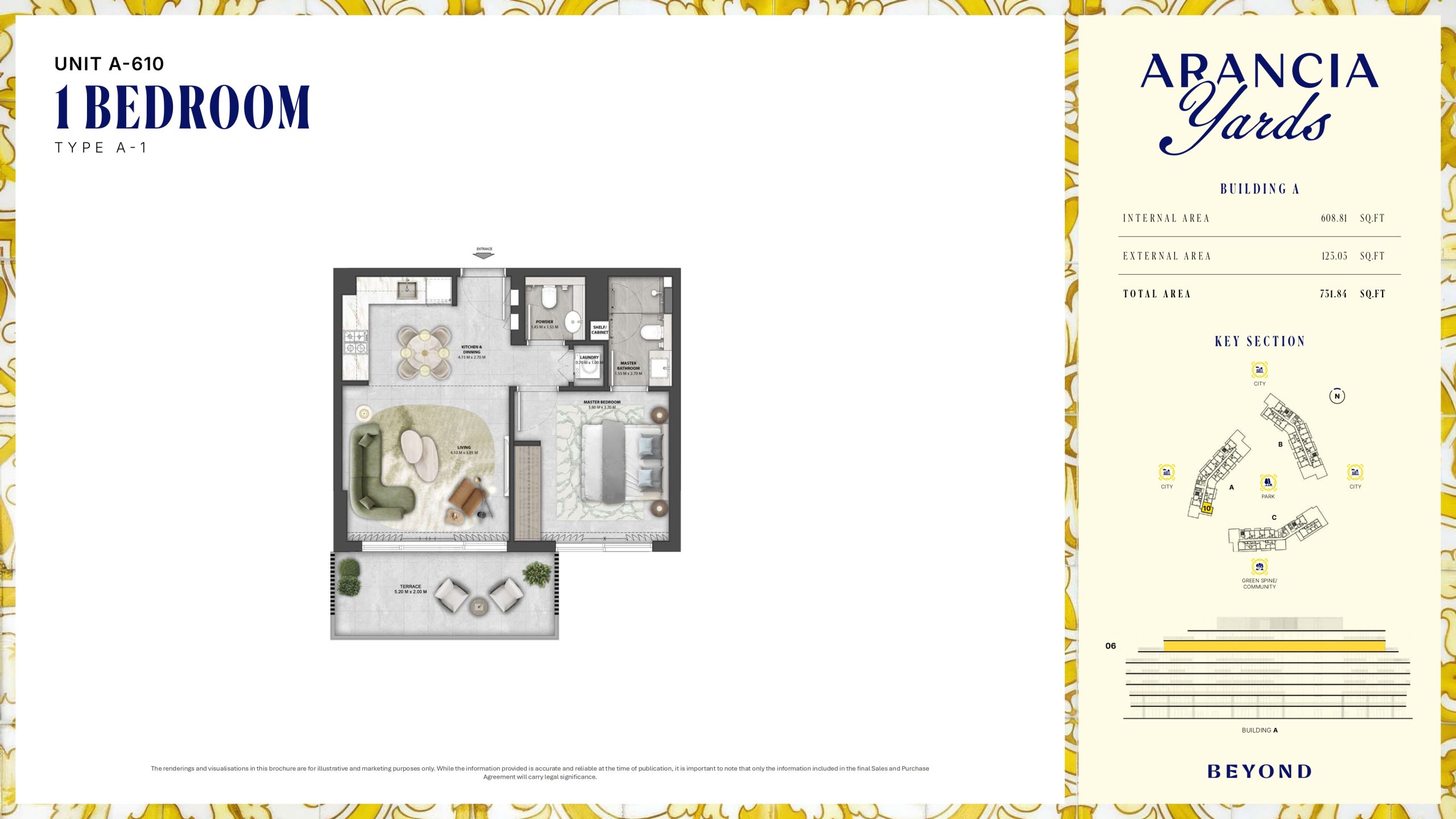 Arancia Yards by Beyond, City of Arabia Dubai — ARANCIA - THE YARDS Unit A-610 1BHK Type A-1