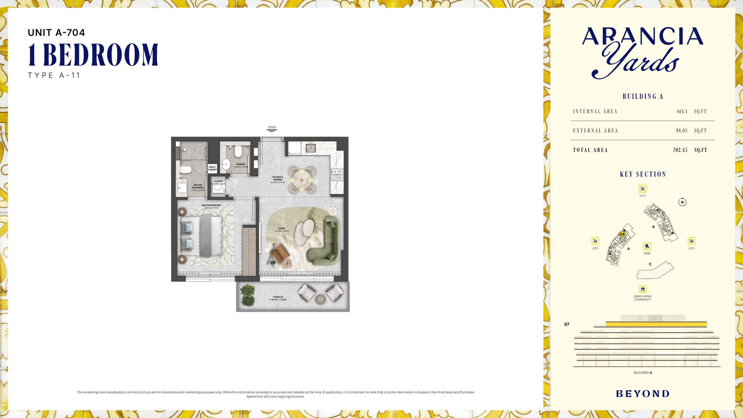Arancia Yards by Beyond, City of Arabia Dubai — ARANCIA - THE YARDS Unit A-704 1BHK Type A-11