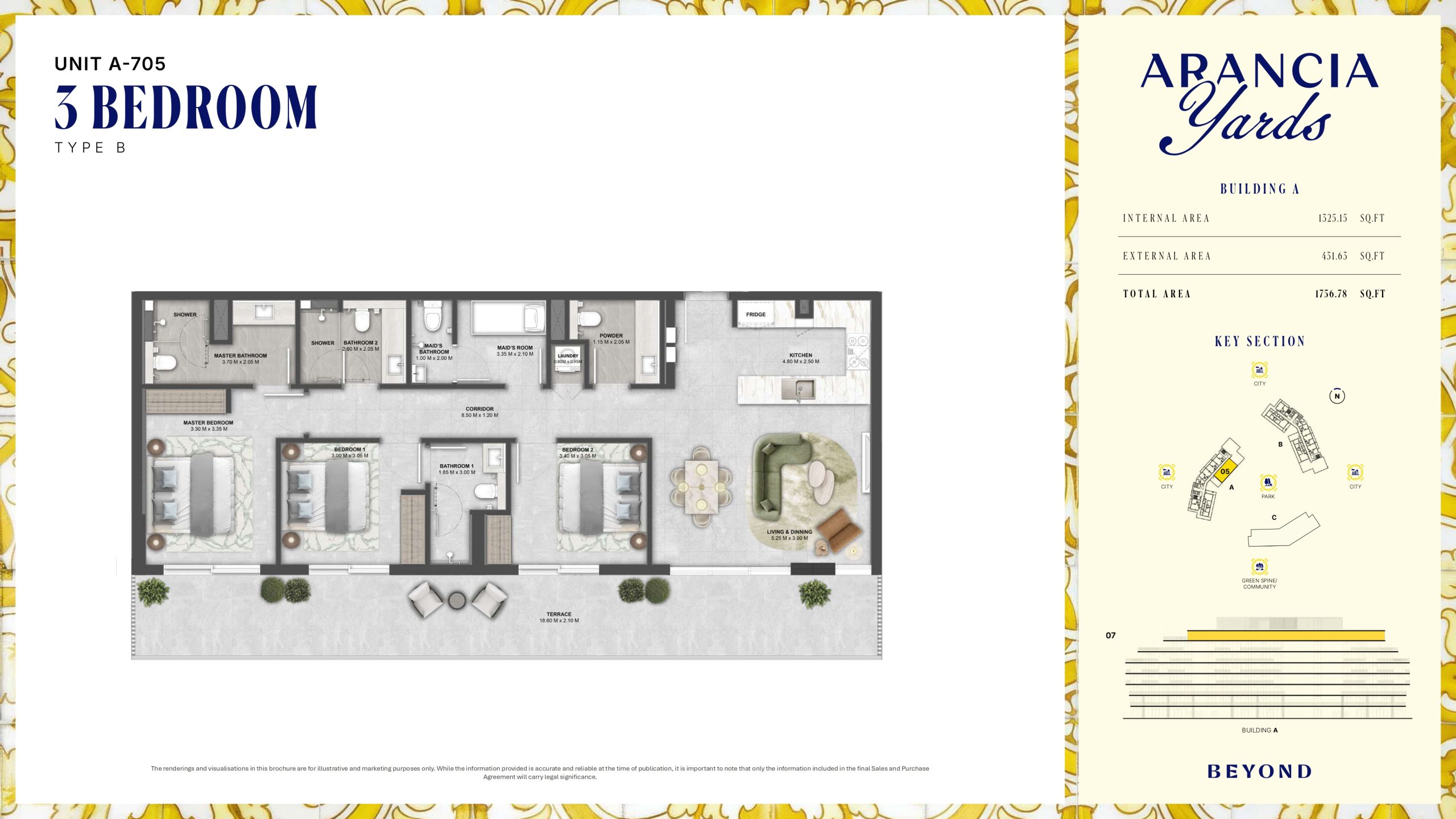 Arancia Yards by Beyond, City of Arabia Dubai — ARANCIA - THE YARDS Unit A-705 3BHK Type A-8