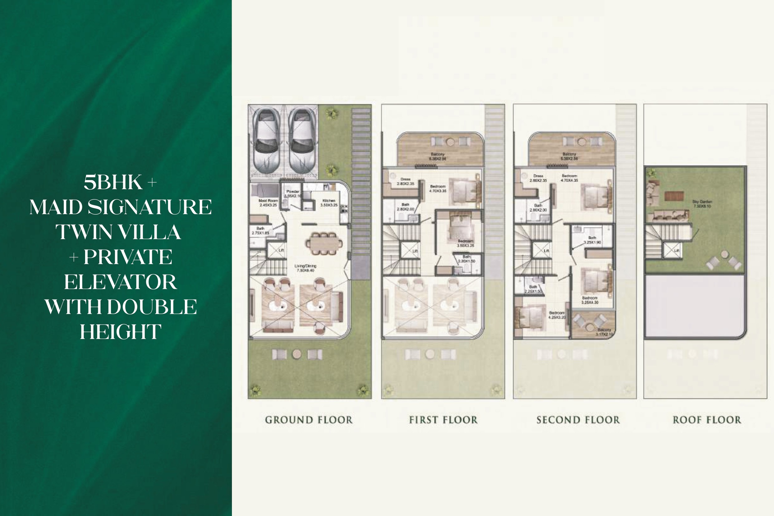 Danube Greenz — Greenz 5 BHK + Maid Signature Twin Villa+ Private Elevator With Double Height