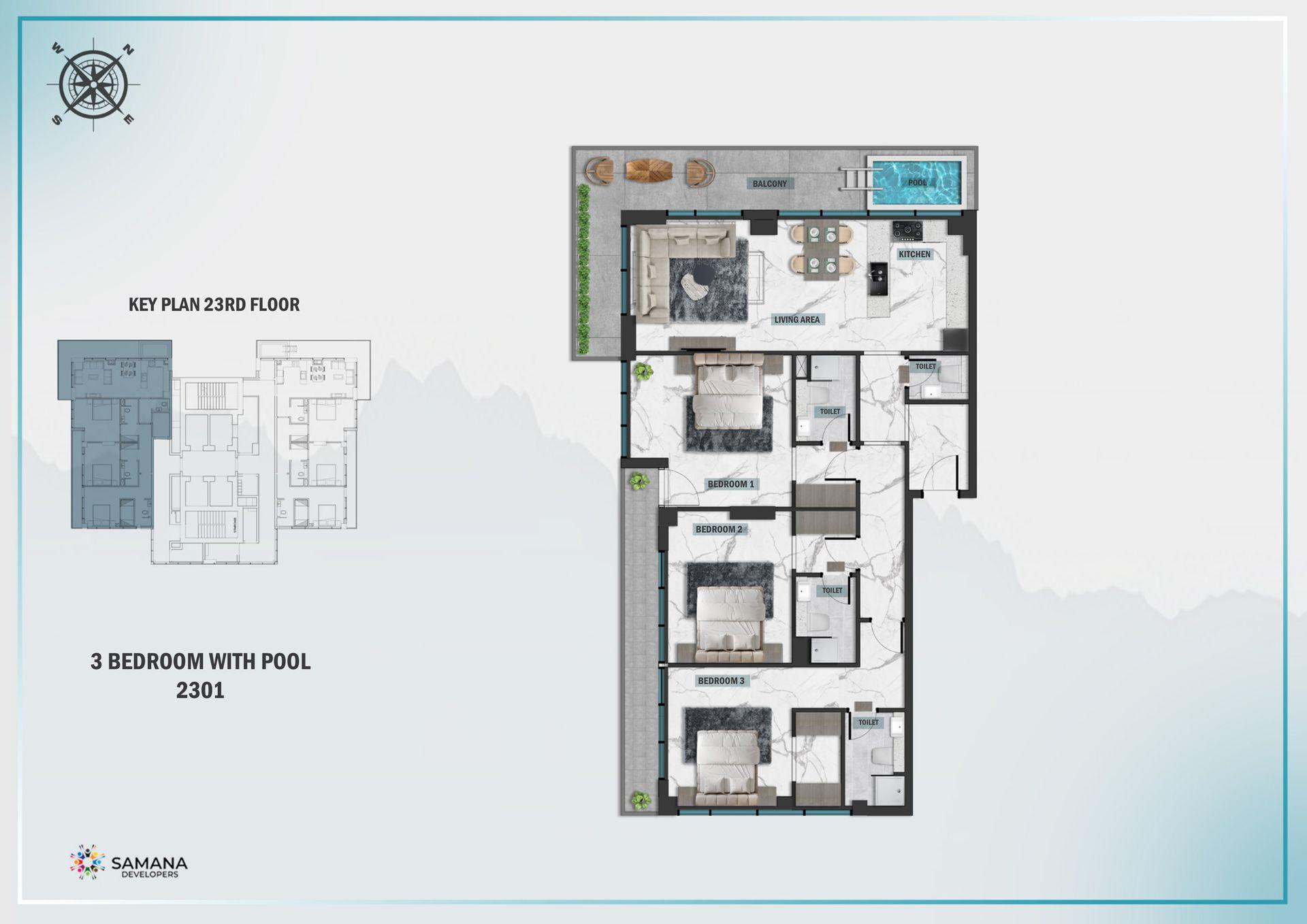 Samana Waves 2, JVC Dubai — Samana Waves 2 3BHK With Pool