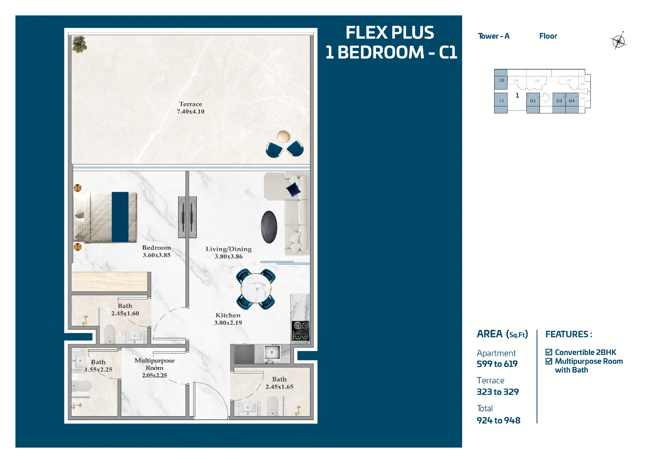 Serenz — Flex Plus 1 BHK-C1