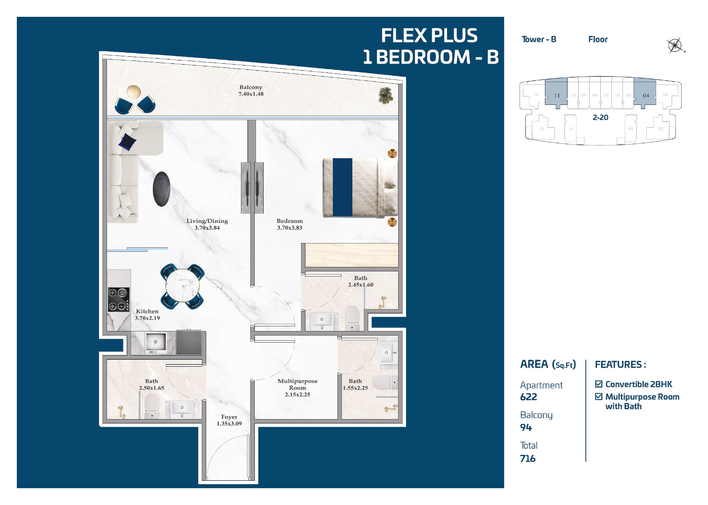 Serenz — Flex Plus 1BHK-A